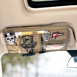 Outdoor MOLLE Panel Tactical Military Fan Car Sun Visor, Multi-Compartment Design, Quick-Retrieval Storage Bags