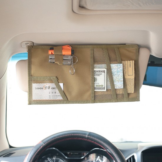 Outdoor MOLLE Panel Tactical Military Fan Car Sun Visor, Multi-Compartment Design, Quick-Retrieval Storage Bags
