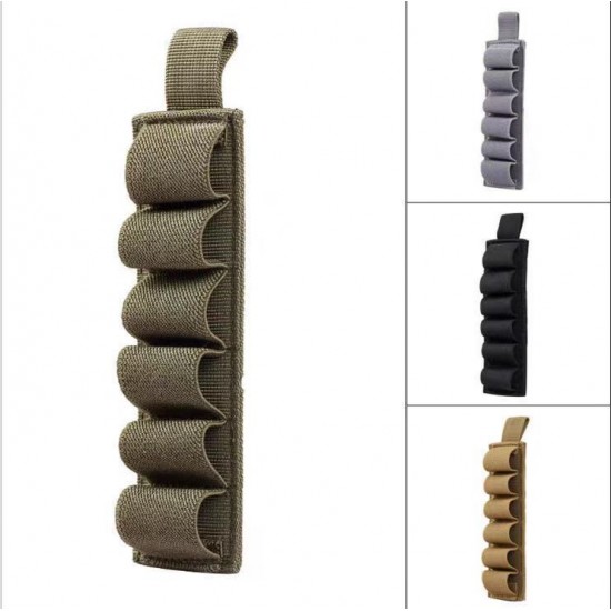 Outdoor Supplies 6-Hole Velcro Shotgun Stock Holster Shell Storage Holster Tactical Nylon Quick-Flush Bullet Holster