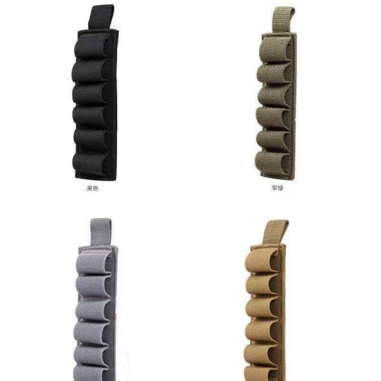 Outdoor Supplies 6-Hole Velcro Shotgun Stock Holster Shell Storage Holster Tactical Nylon Quick-Flush Bullet Holster